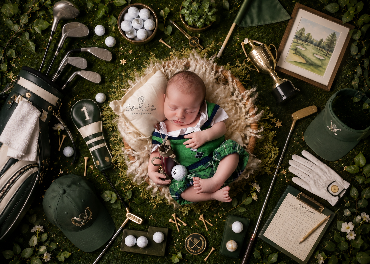 Golf-themed newborn portrait on turf.png