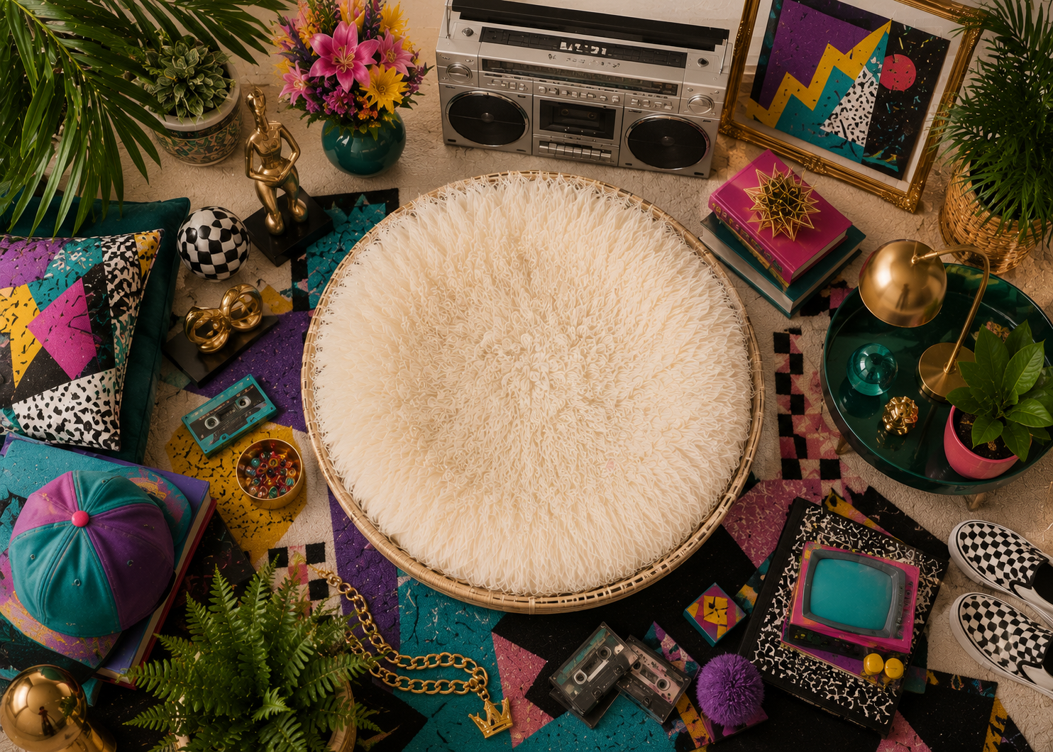 90s retro vibrant living room flat-lay.png
