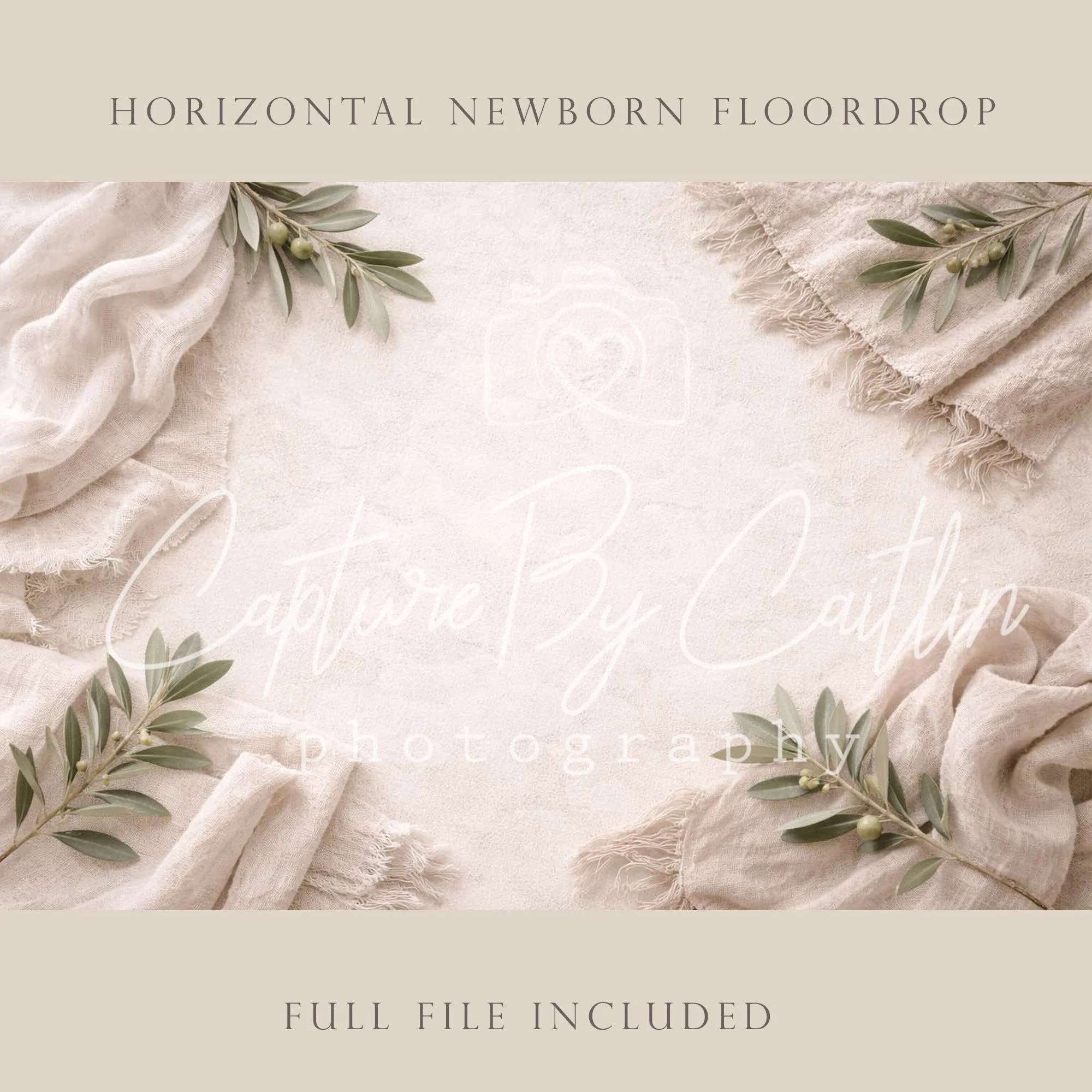 Capture By Caitlin | Greens & Linen | Newborn Floor Drop