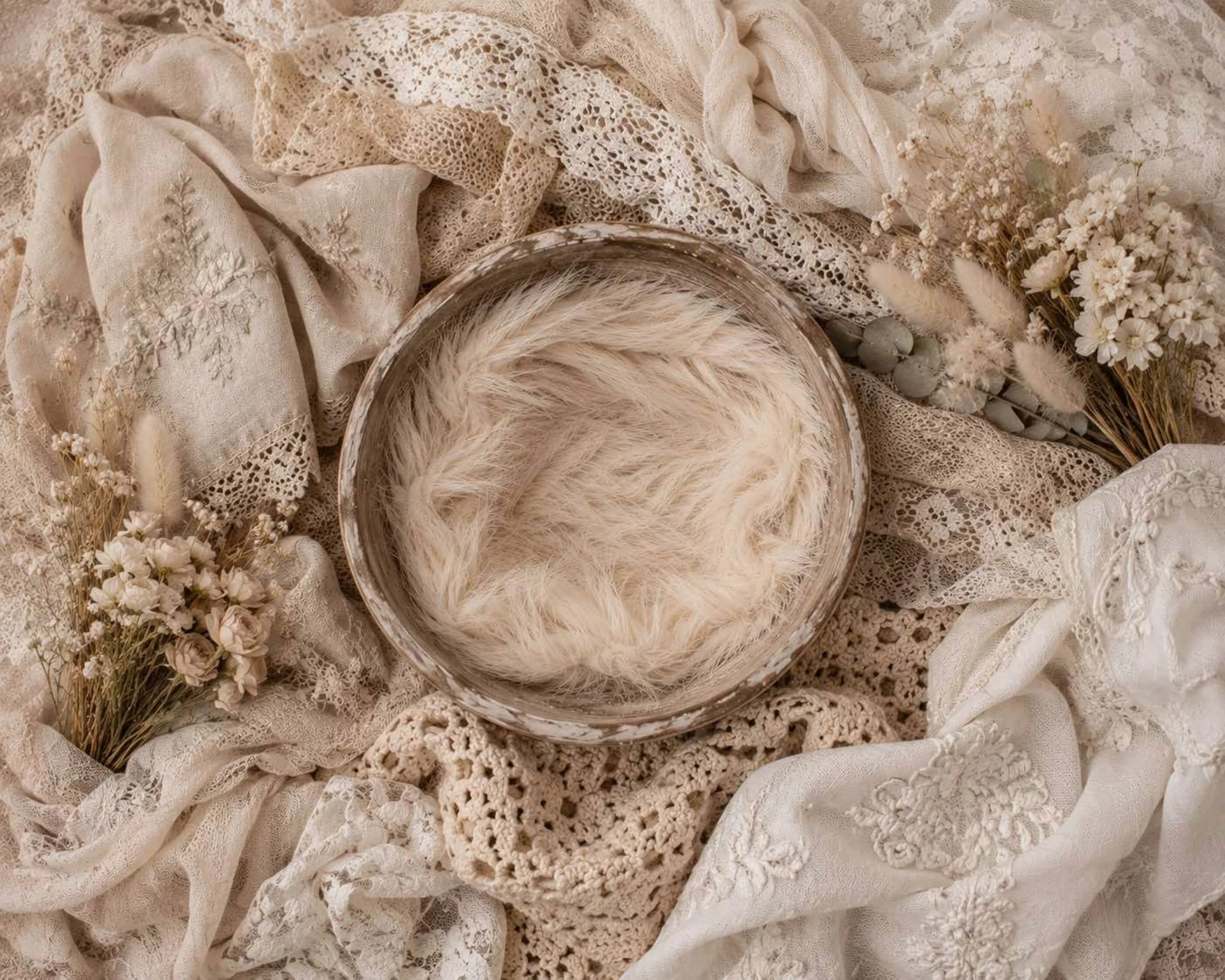 Vintage Embroidered Linen Bowl