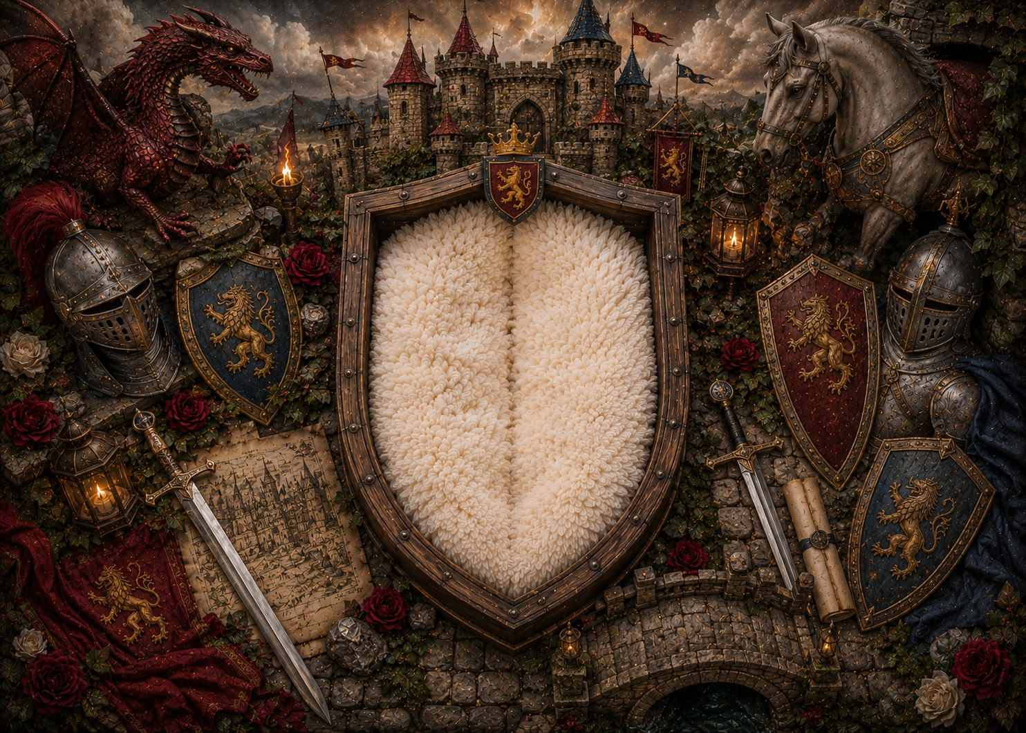 Medieval fantasy cradle in knightly setting.png
