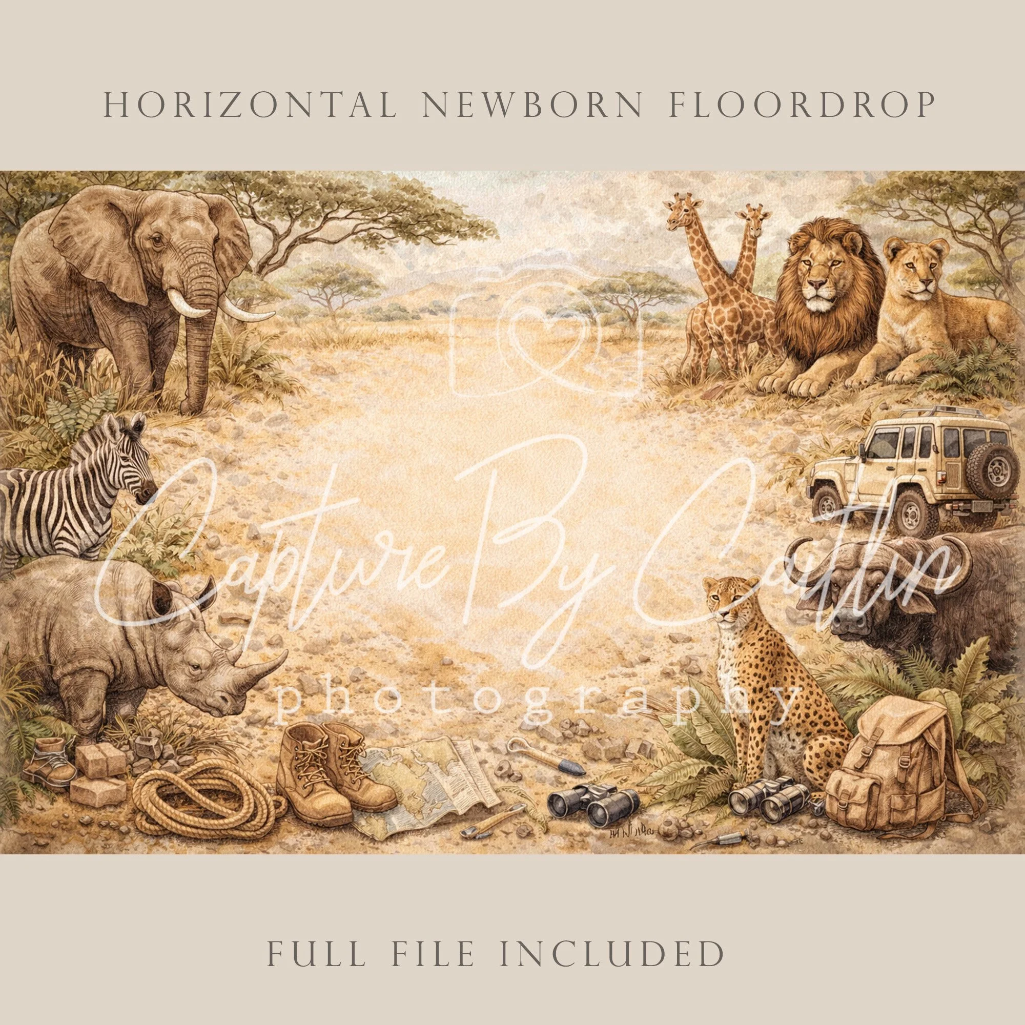 Capture By Caitlin | Safari | Newborn Floor Drop