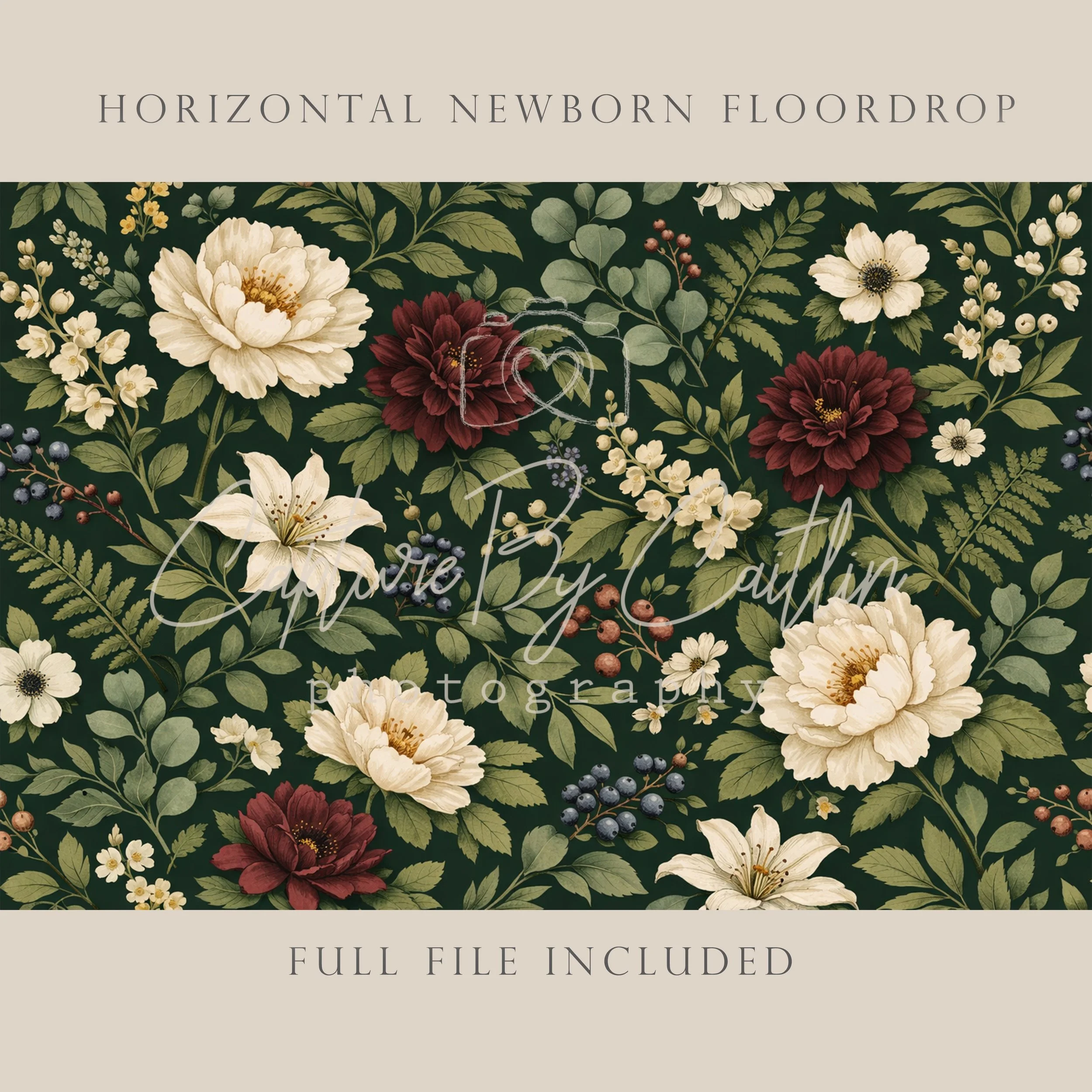 Capture By Caitlin | Midnight Garden - Full Bloom | Newborn Floor Drop