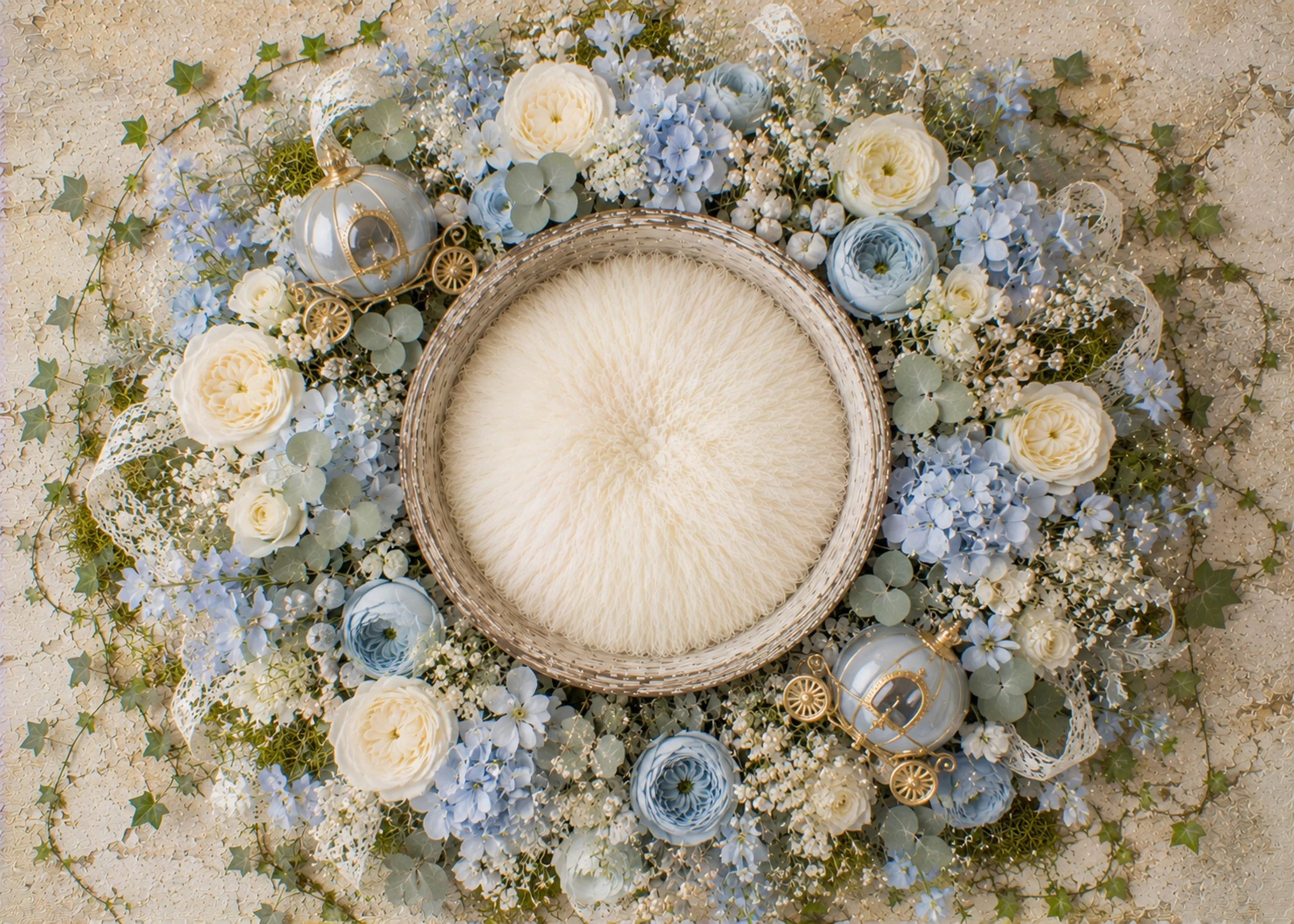Blue Floral Basket