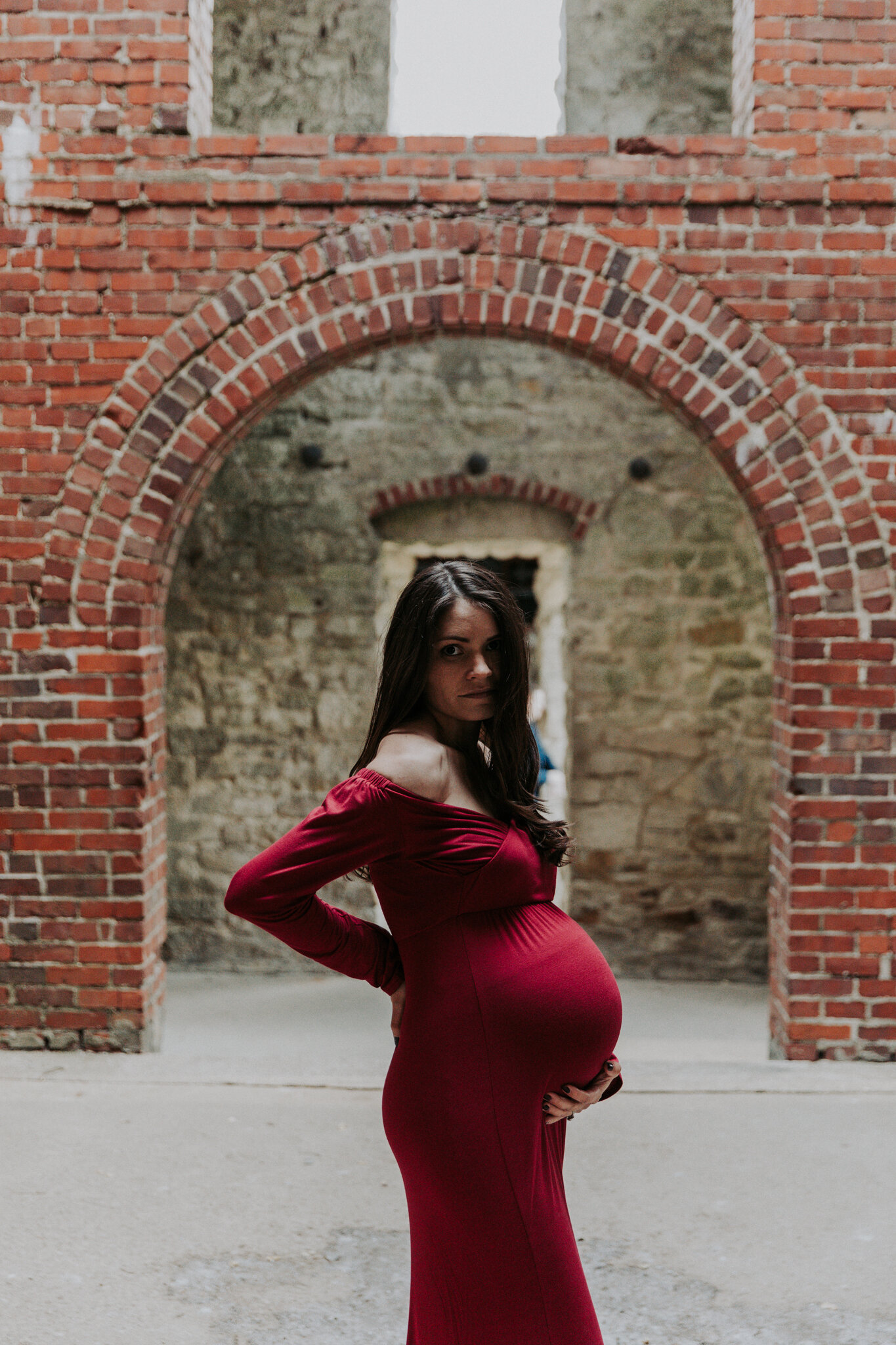 Squires_Castle_Clevelnad_Metro_Parks_Cleveland_Ohio_Materntiy_Session_Dark_and_Moody_Red_Pregnancy_Gown_by_Maternity_and_Newborn_Photographer_Christie_Leigh_Photo-2.JPG