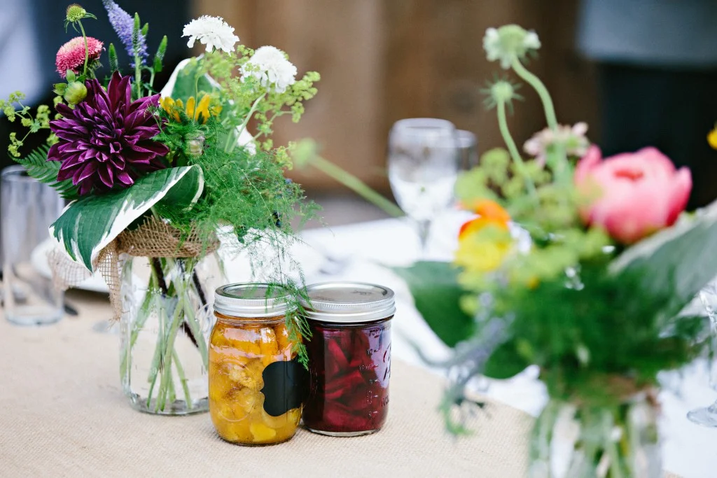 Organic floral arrangements and jams