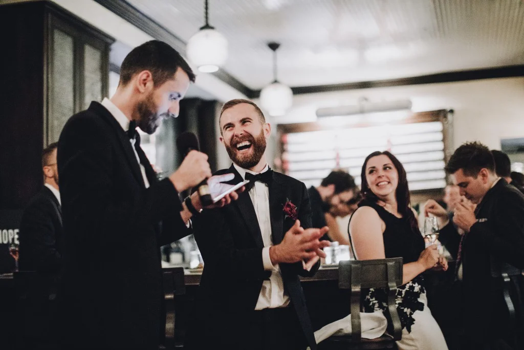 Same-sex wedding reception at Tilia in Linden Hills, Minnesota