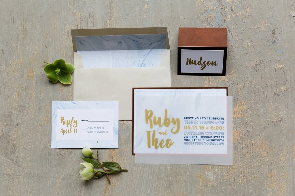 Modern Invitation suite, as seen in Dainty Obsessions.