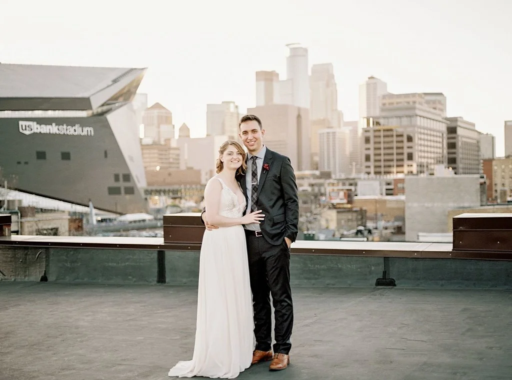 Bride and groom photos before Day Block Event Center Wedding