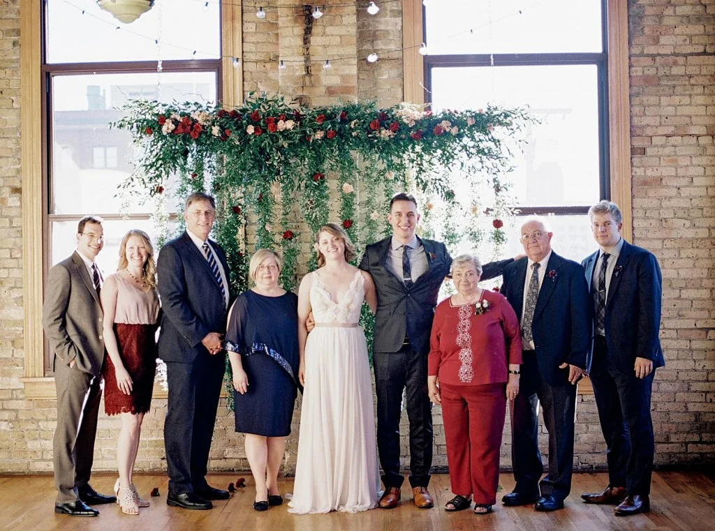 Family photo at wedding