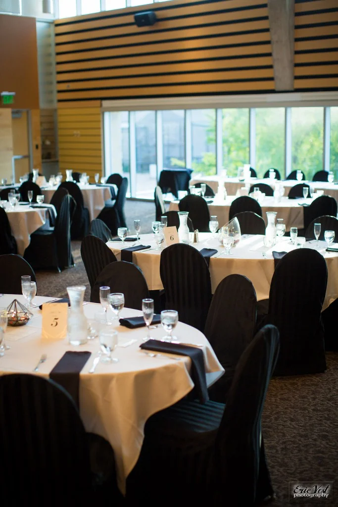 Black and red wedding reception