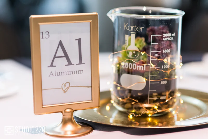 unique centerpiece ideas for science theme wedding- beaker