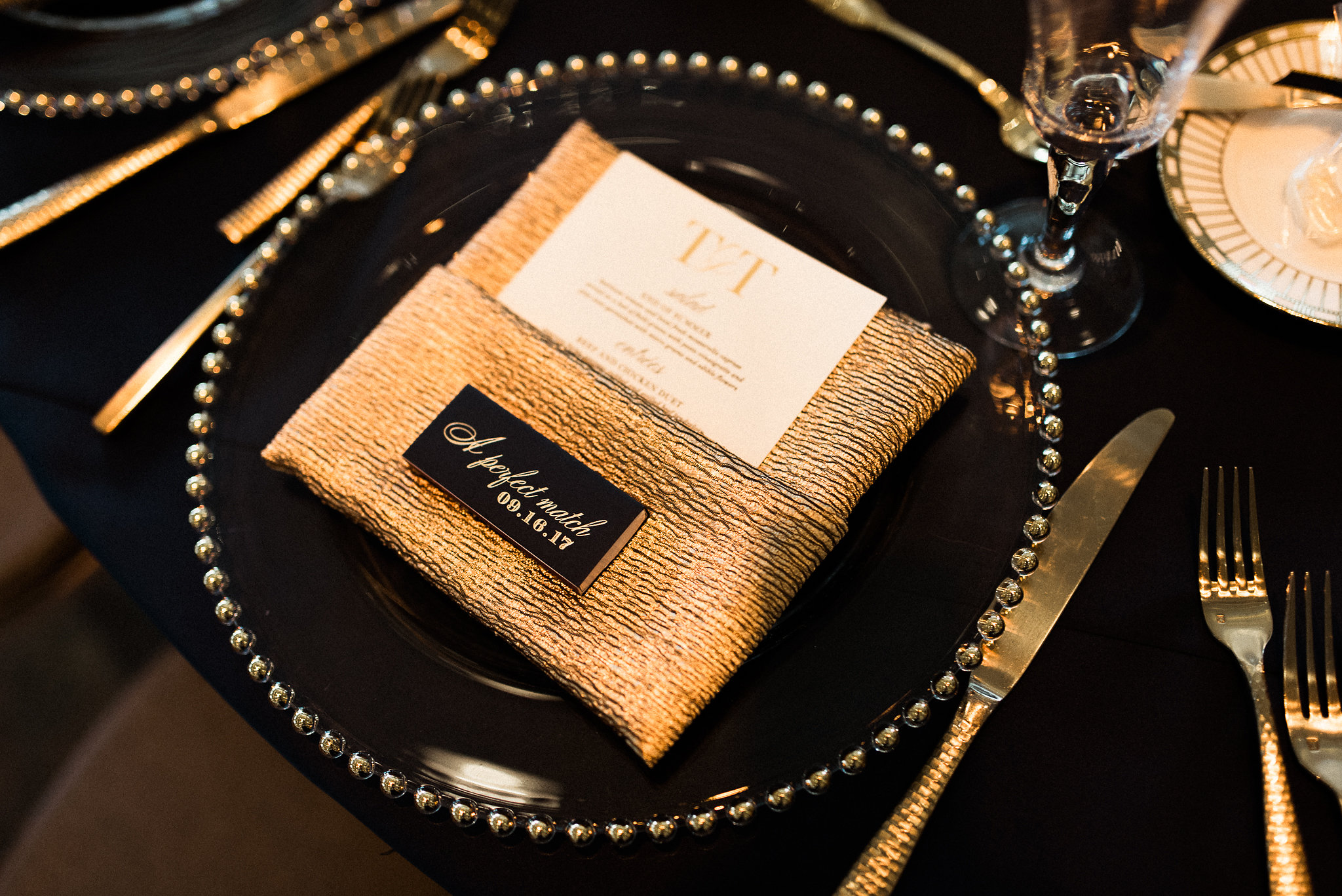 Black and gold tablescape
