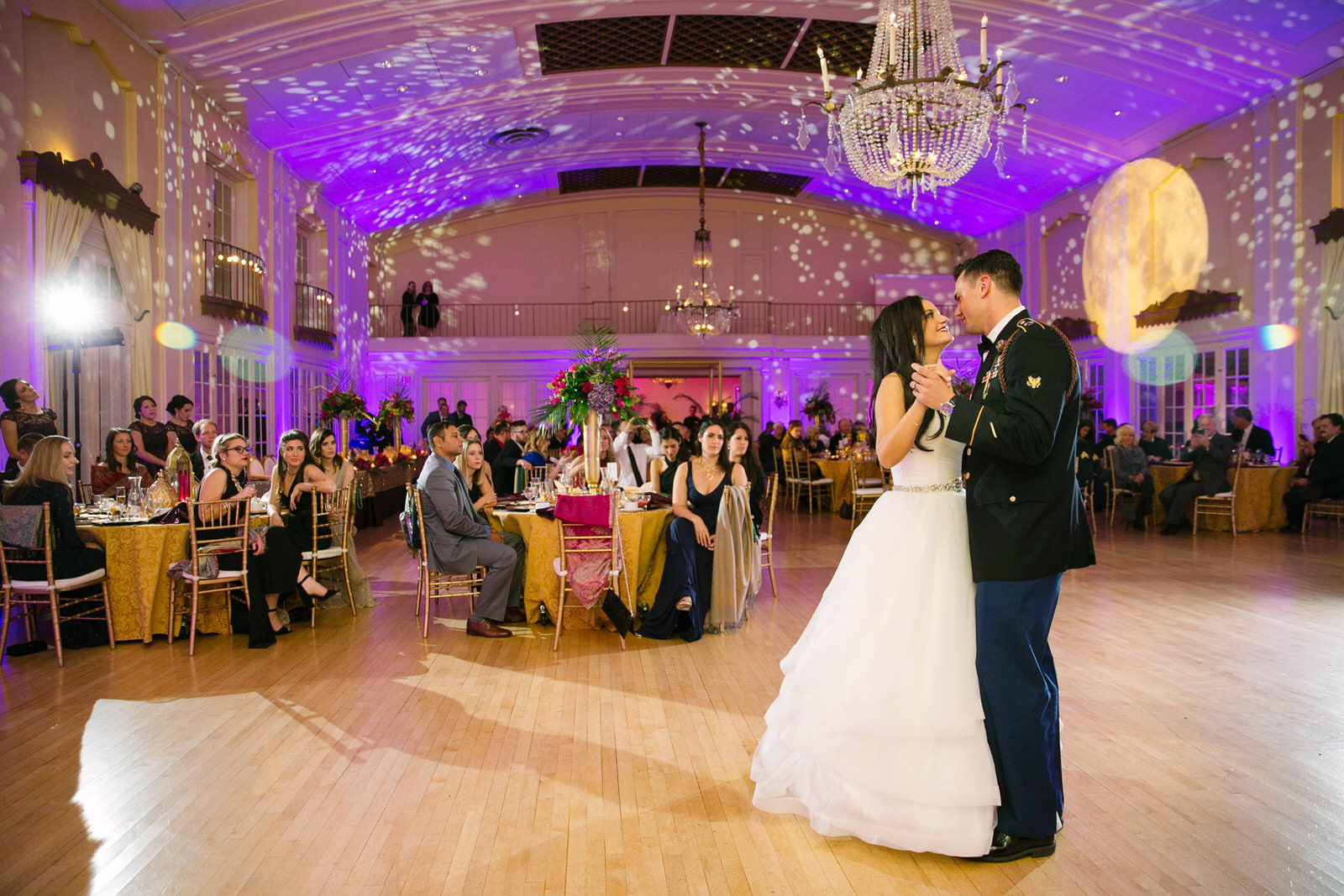 bride and groom dancing a their wedding