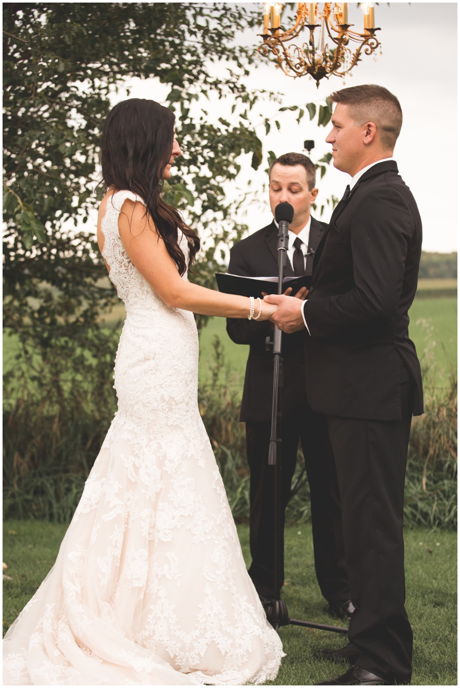  bride and groom at their outdoor wedding ceremony 