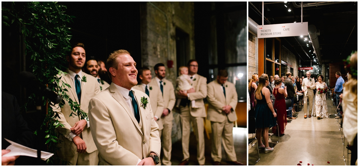  Groom’s reaction as the bride walks down the aisle to him 