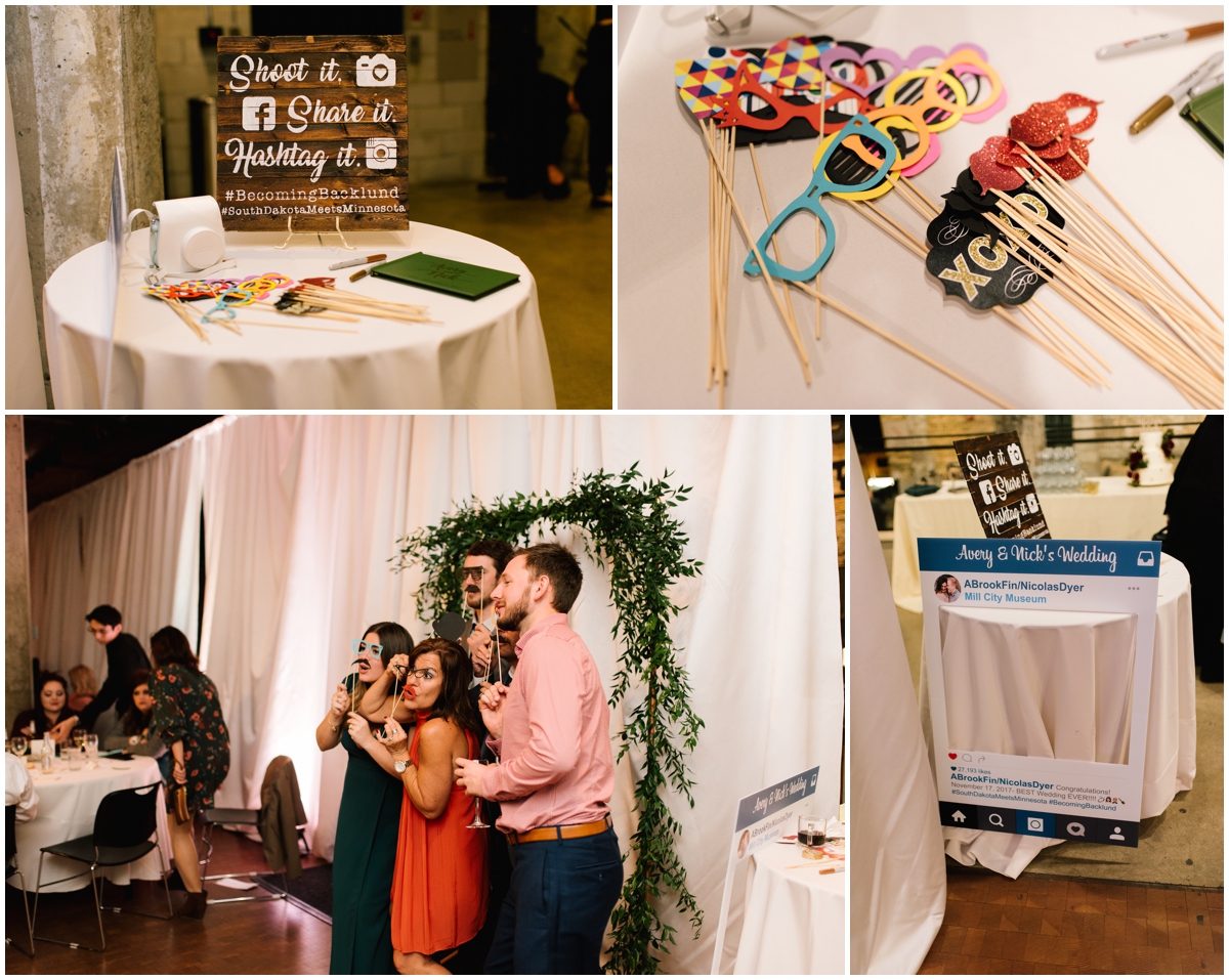  Greenery boho themed wedding photo booth area 