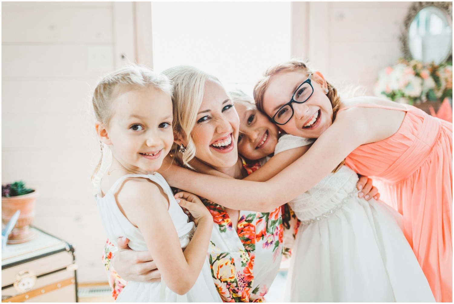 bridesmaids and flower girls getting ready