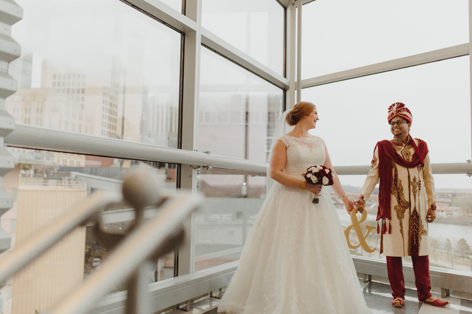  bride and groom for their first look  