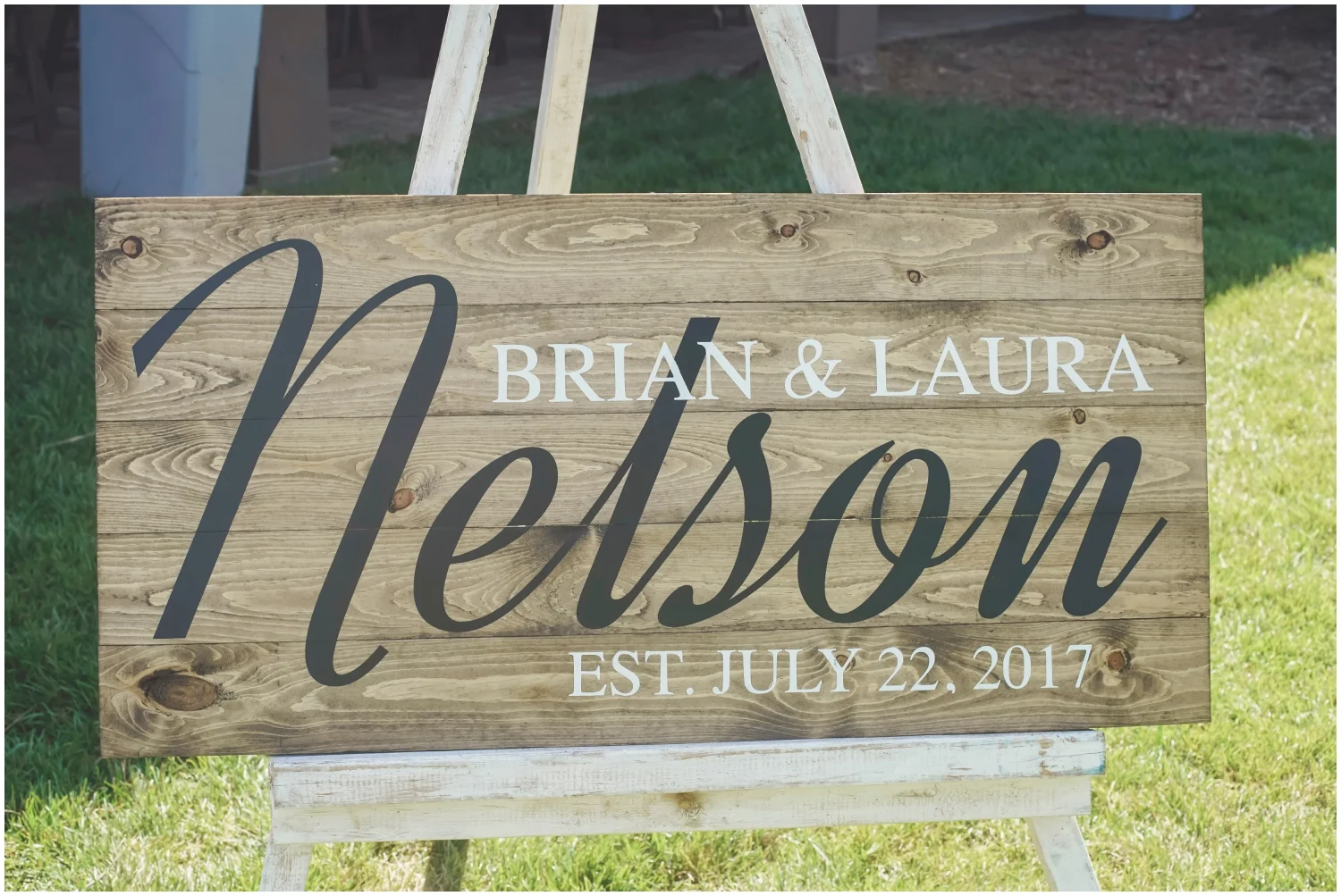 Wood wedding sign decor