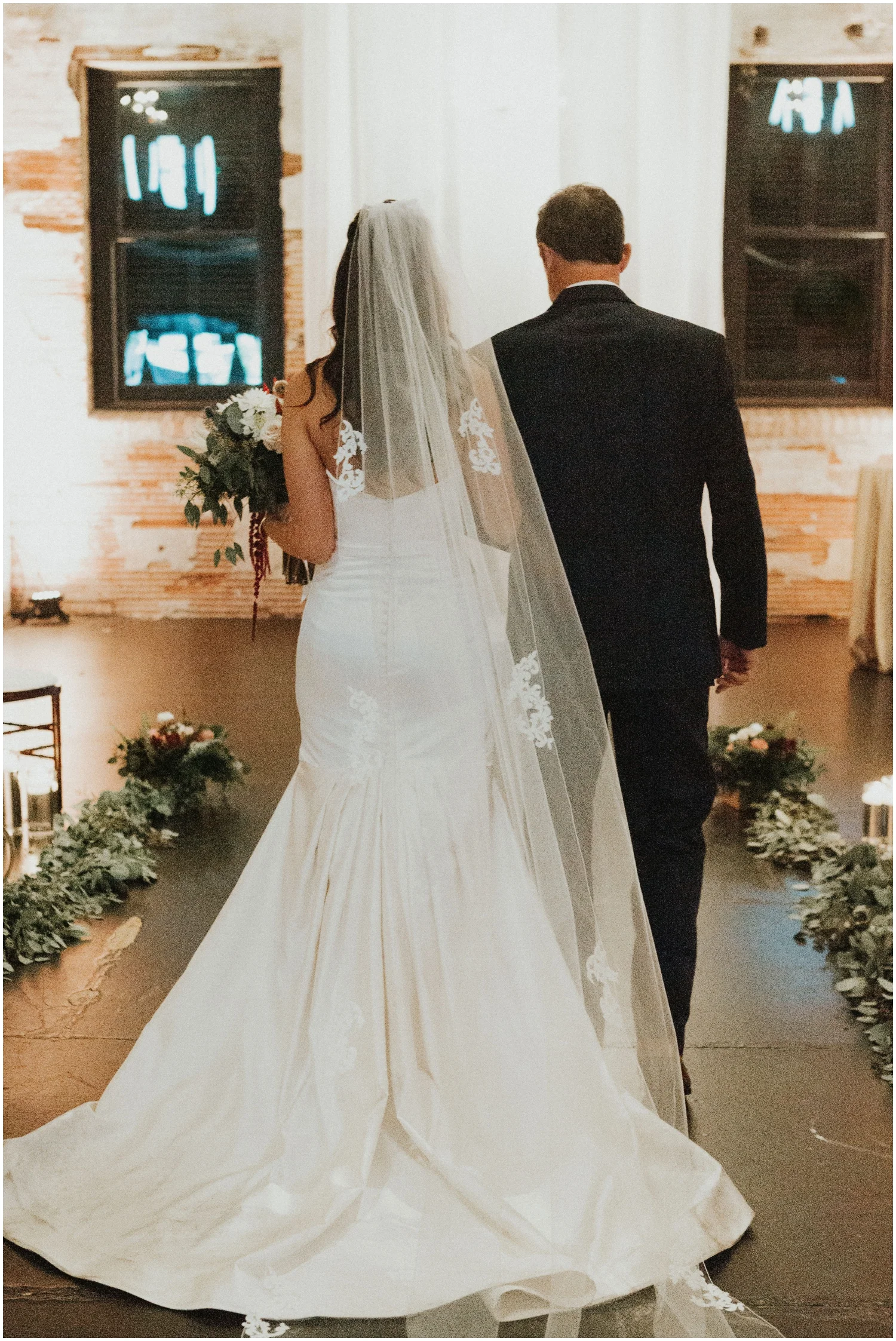 Bride walking down the aisle