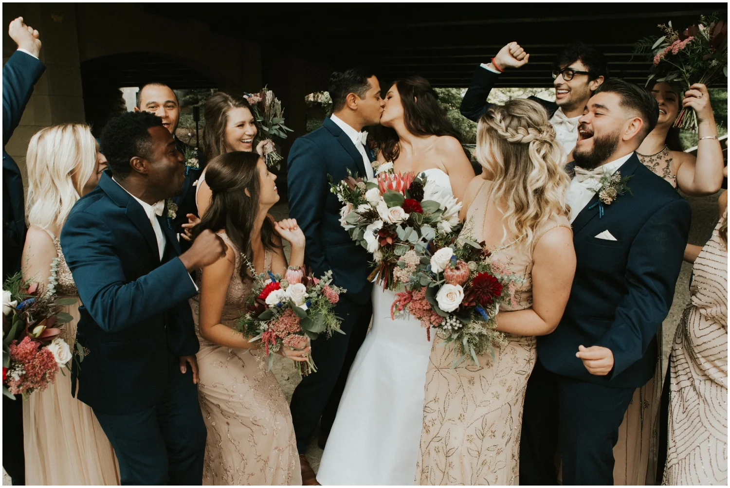 Bridal party with the couple for their MN Wedding