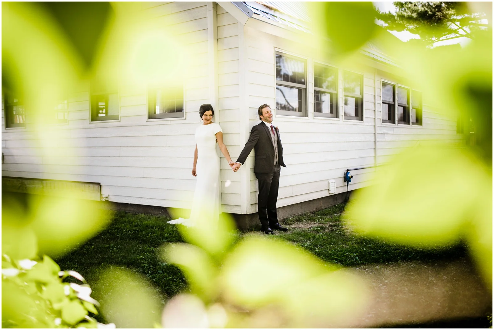 bride and groom first look