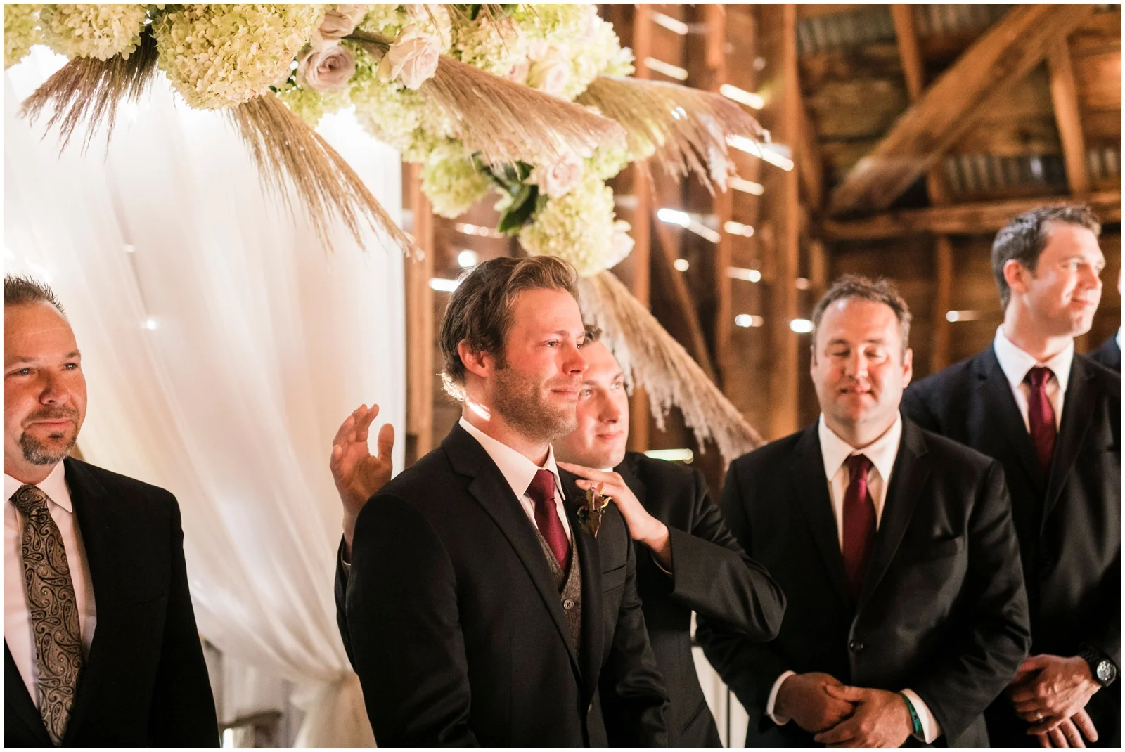 groom crying in his wedding ceremony