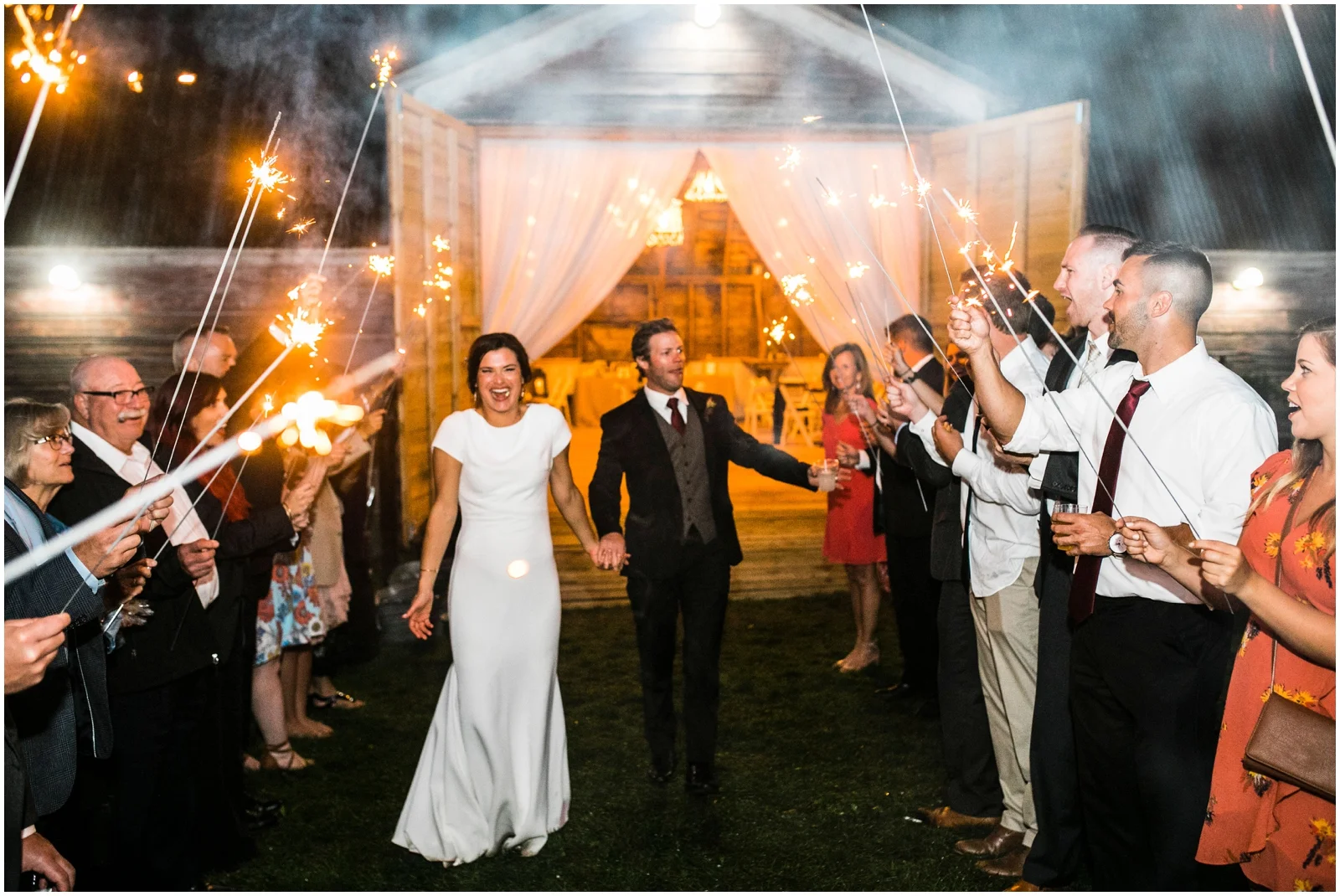 bride and groom grand exit
