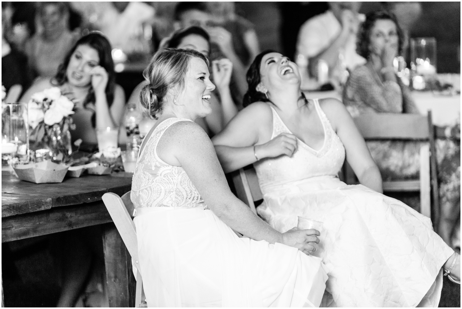  the Brides laughing at their wedding in MN 