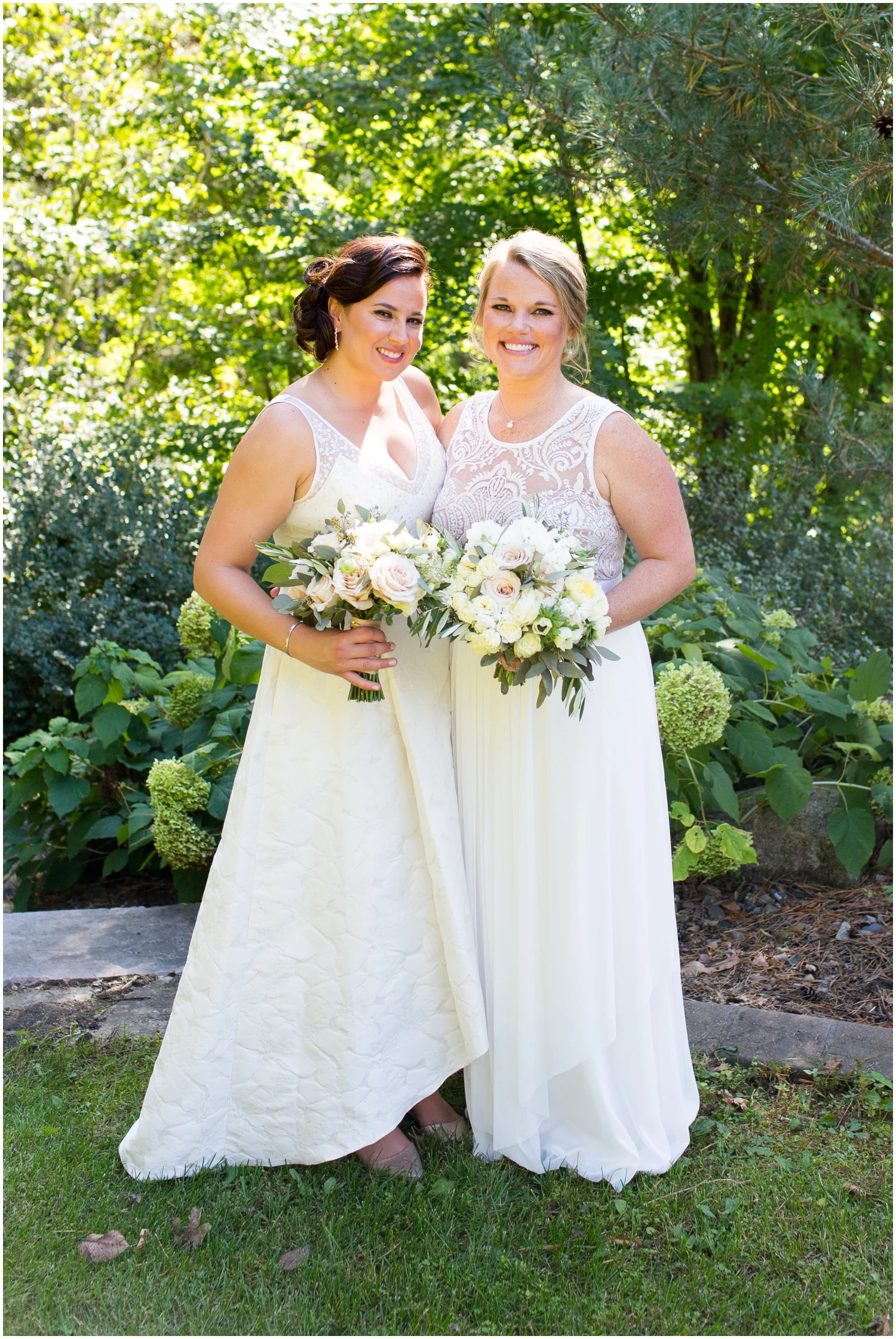 Brides holding their bridal bouquet