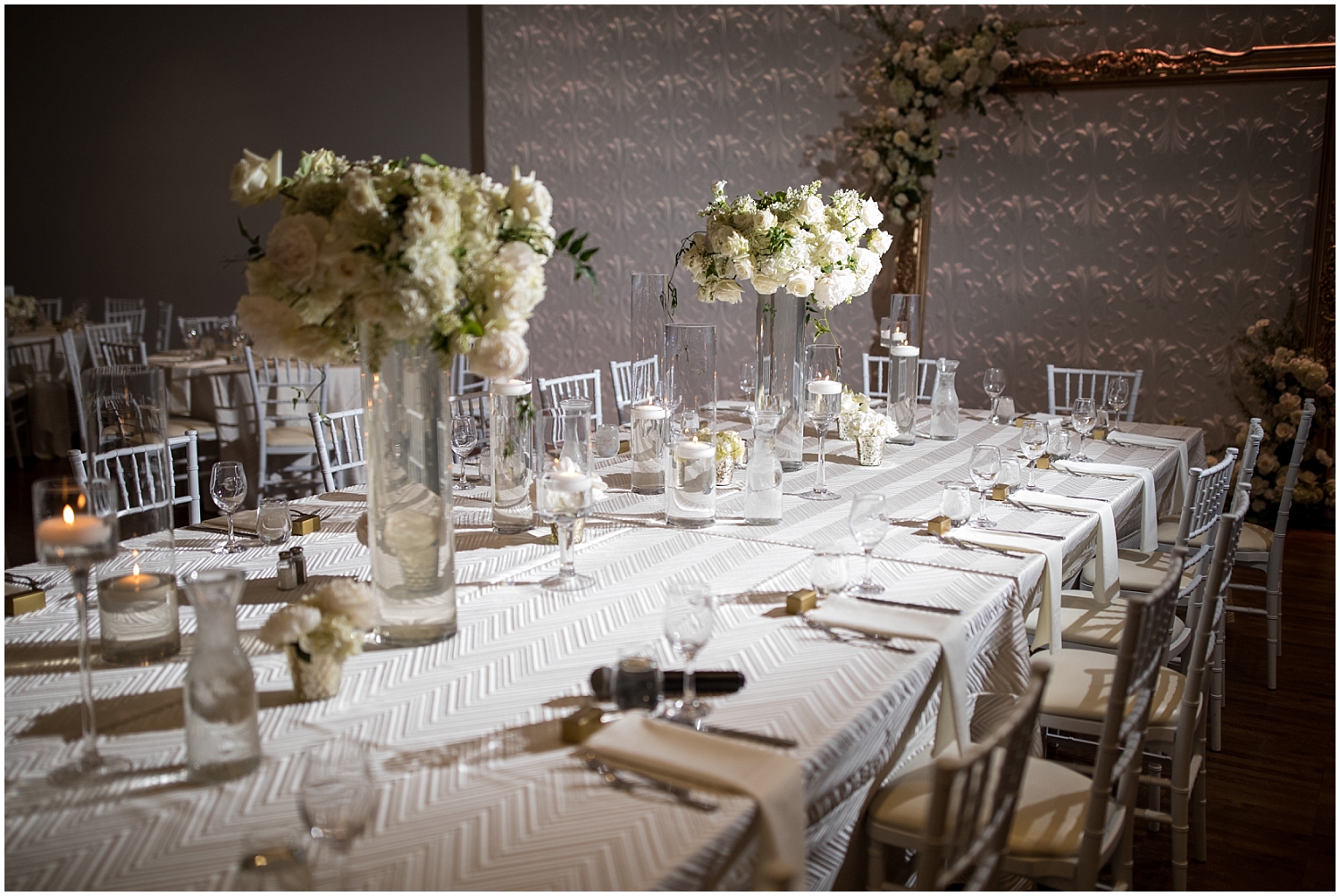 white wedding floral decor  Rosetree Wedding Events 