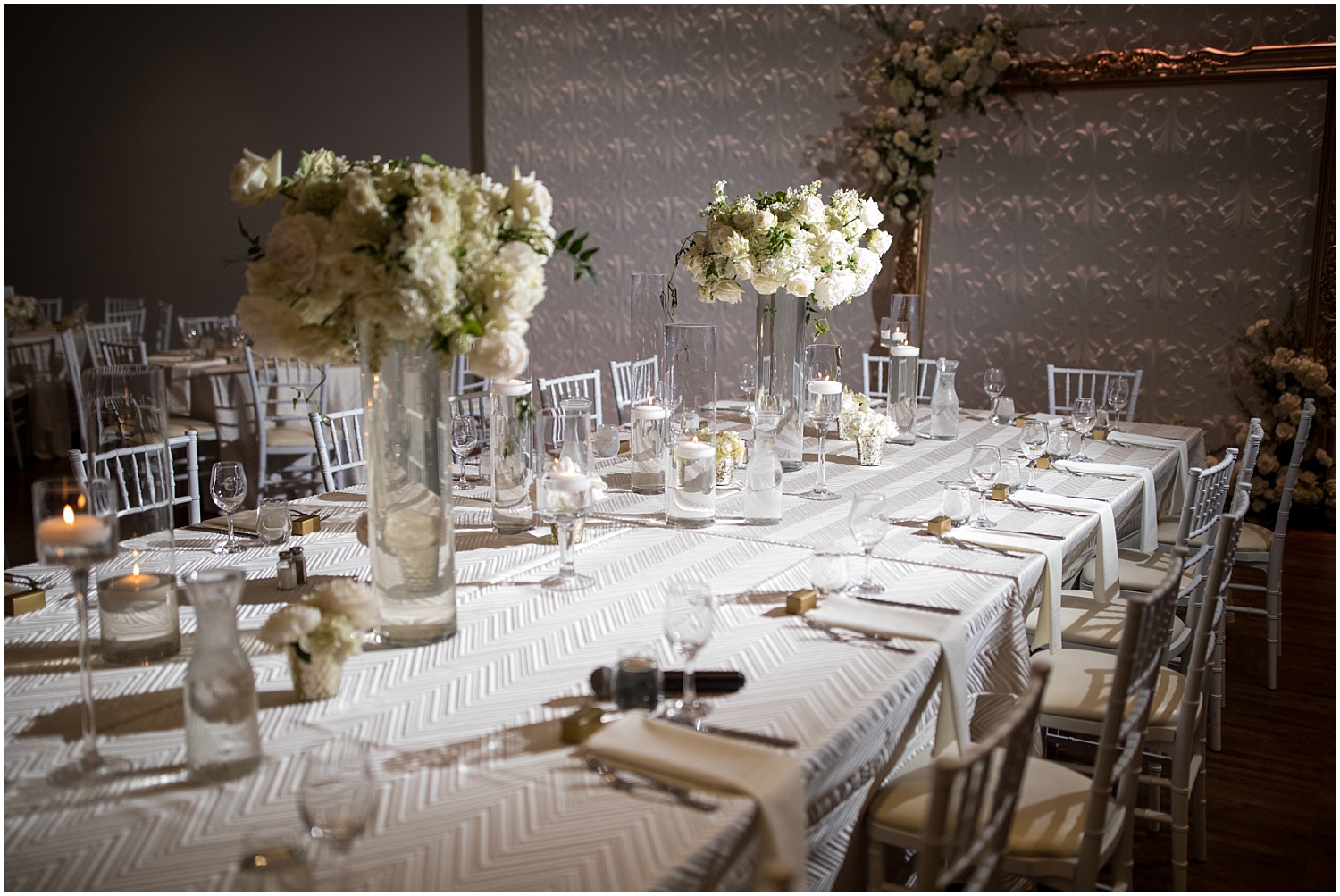 white wedding floral decor Rosetree Wedding Events