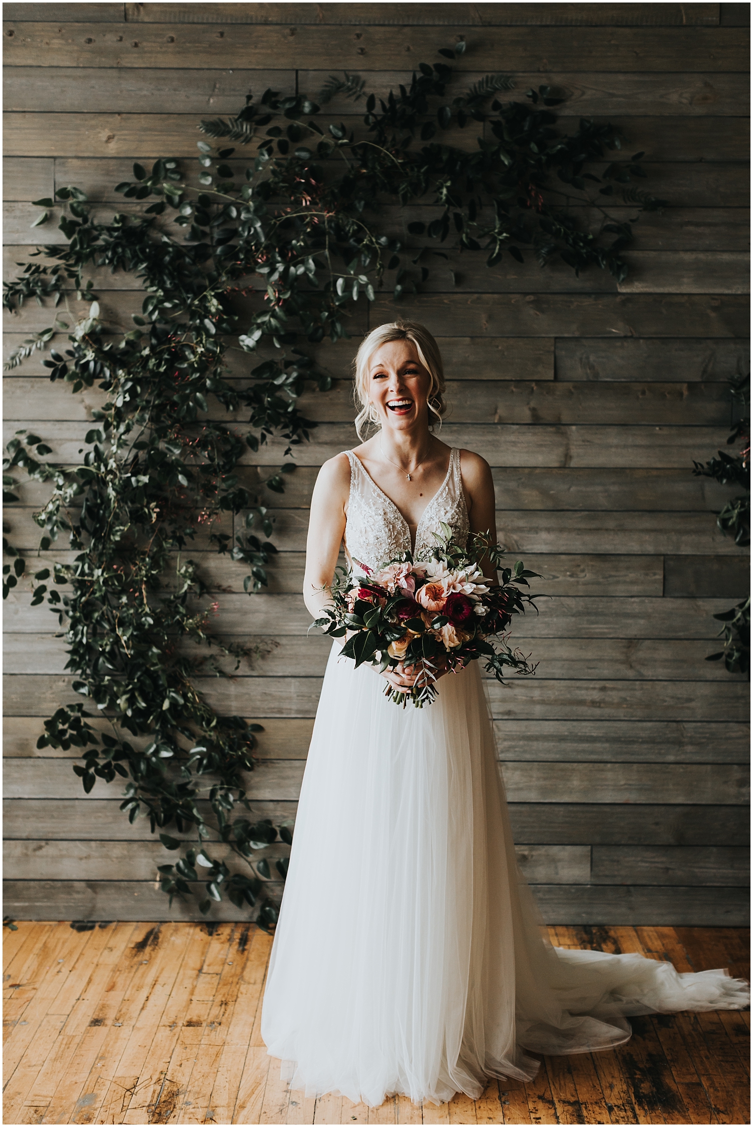 bride portrait holding her bridal bouquet