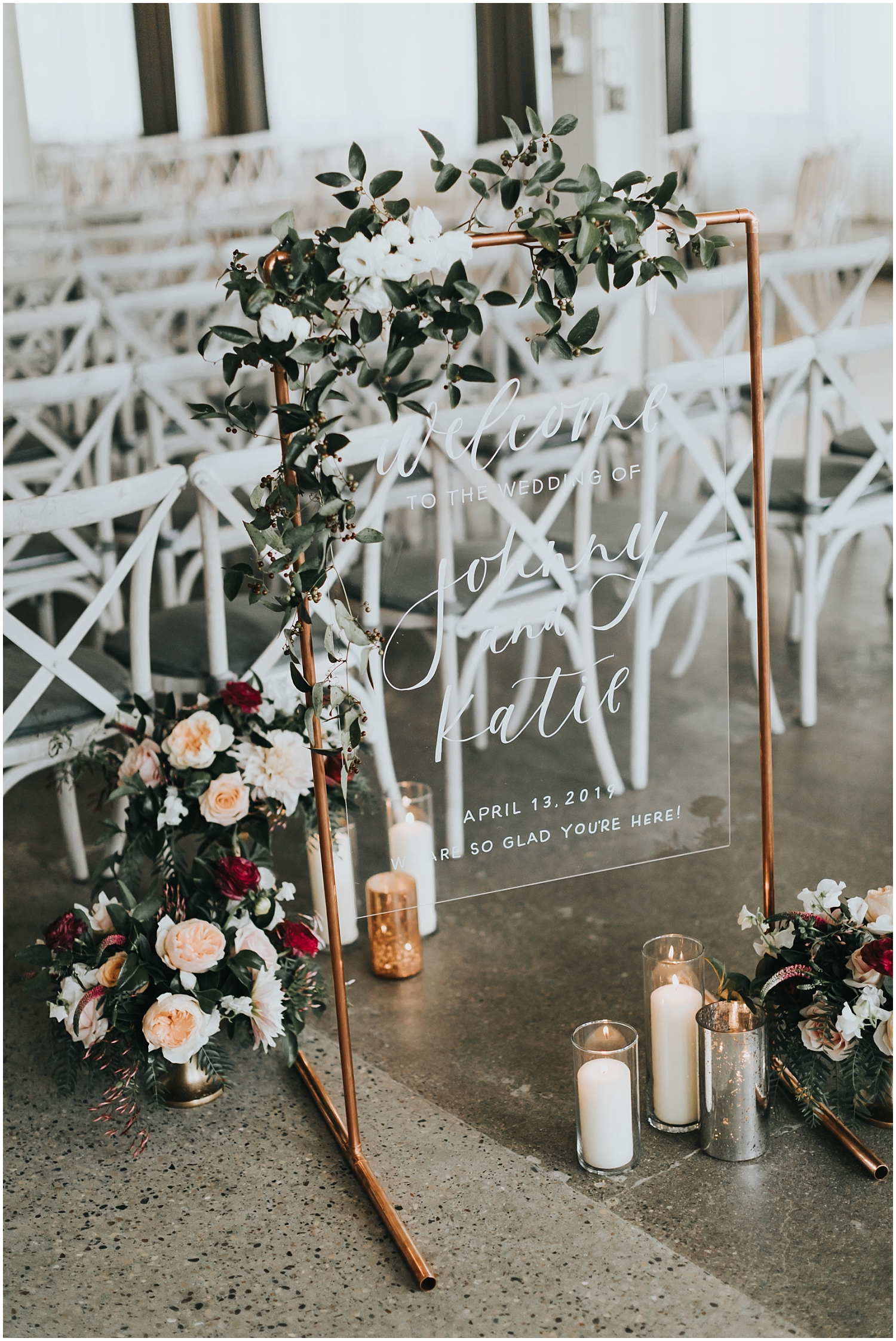 wedding ceremony sign and decor