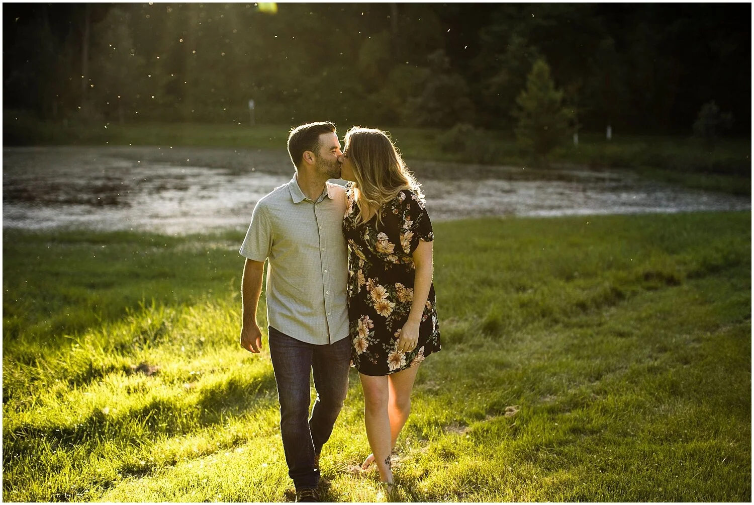 couple kisses during their engagement session