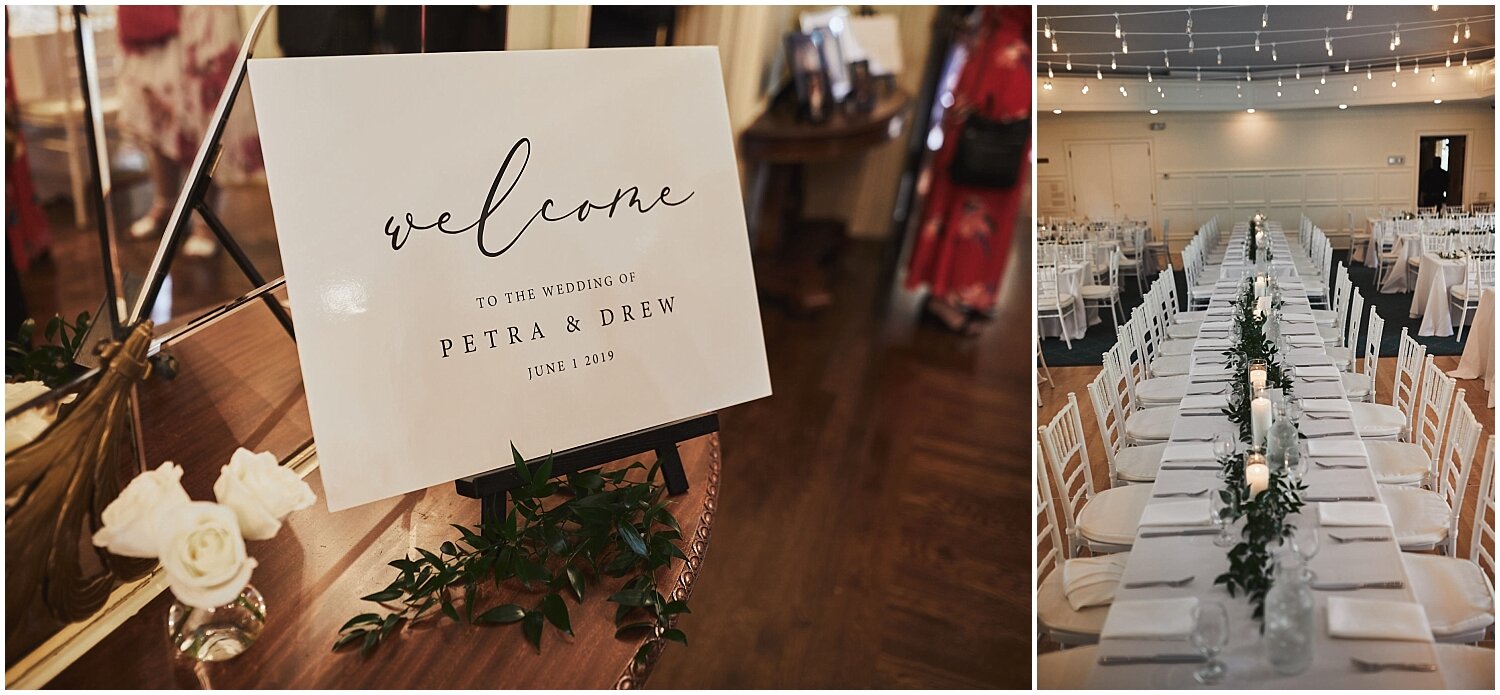  welcome sign and wedding tablescape 