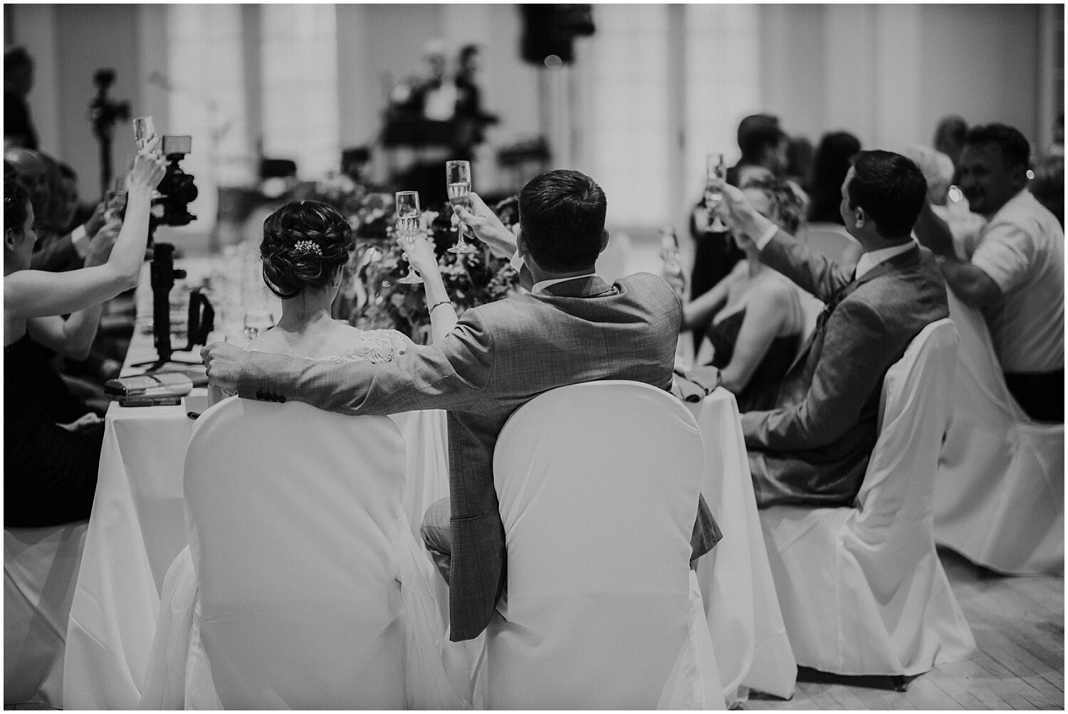  bride and groom at their wedding reception 