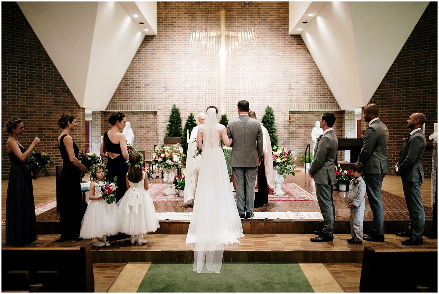  bride and groom at their church wedding ceremony 