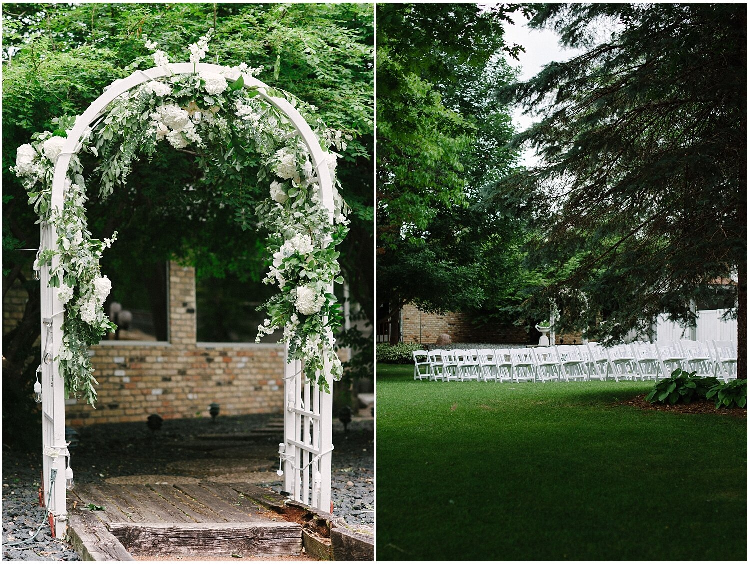  outdoor wedding ceremony and wedding arch detailed shot 