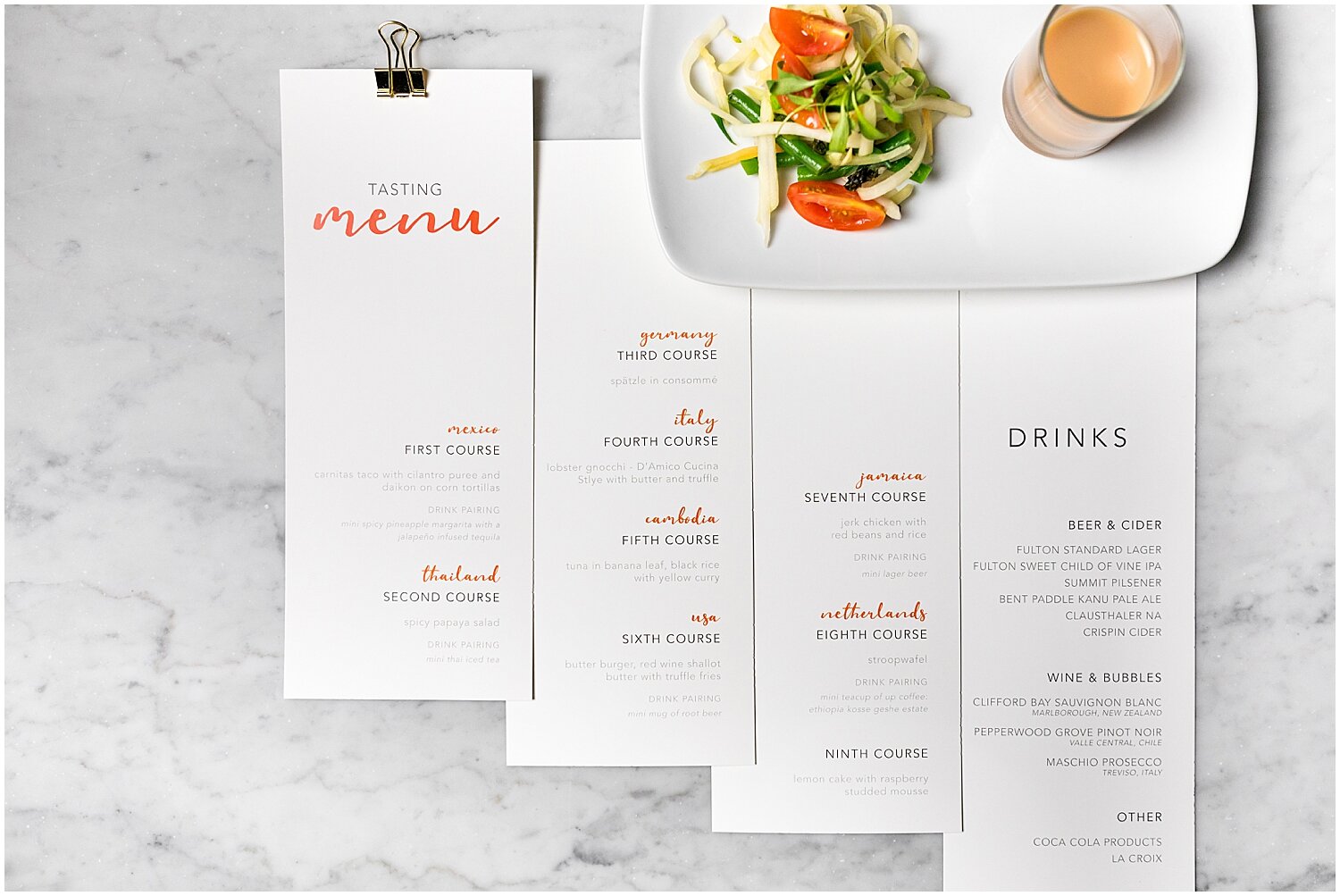  9 course tasting menu for mpls wedding 