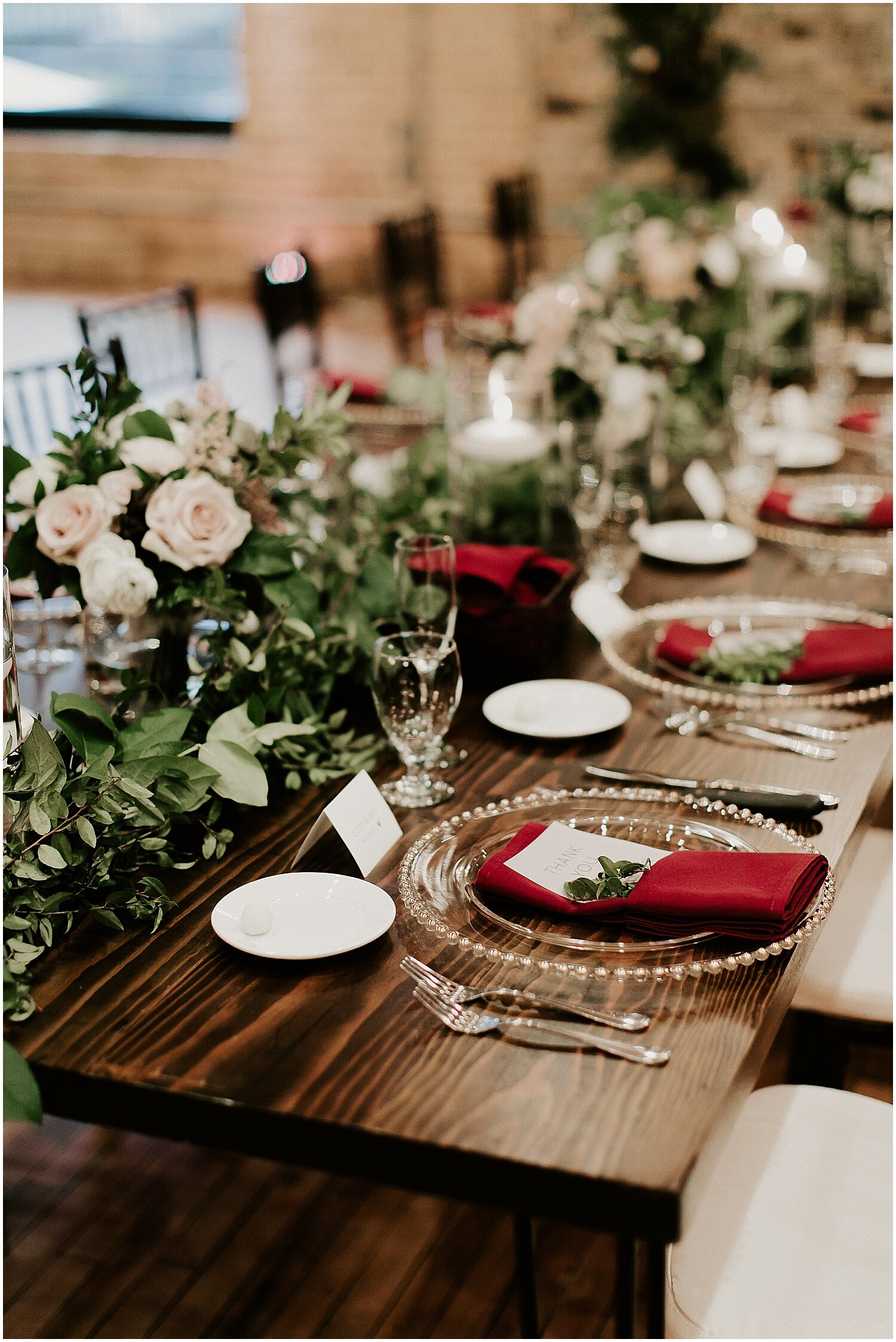  wedding reception tablescape and greenery centerpiece 