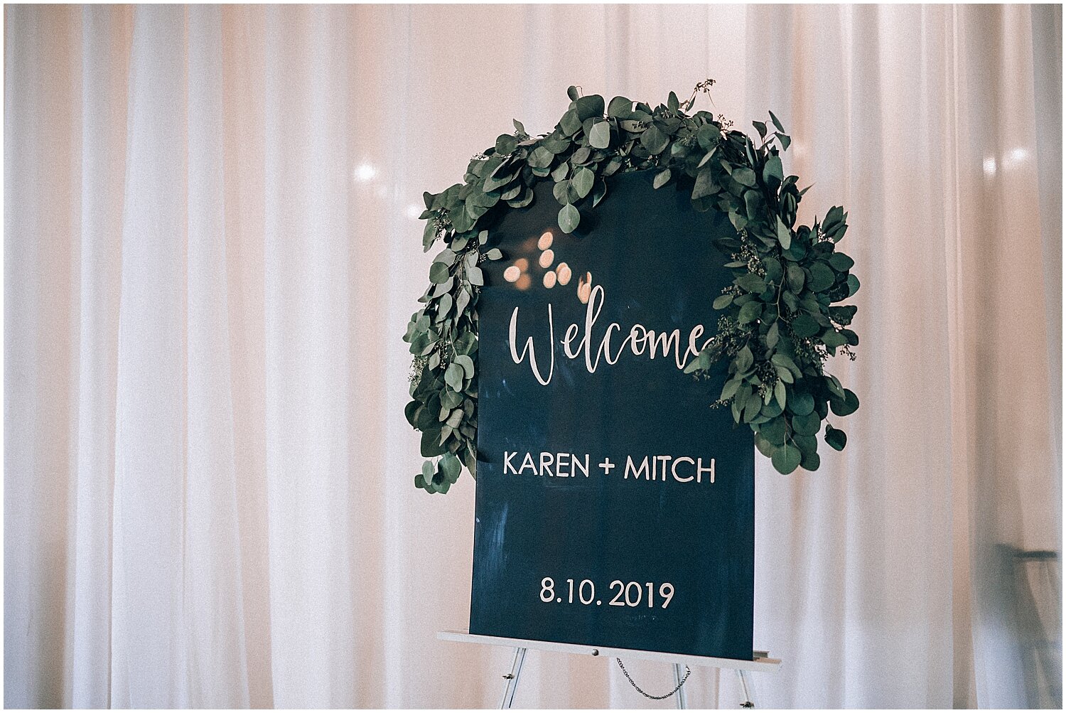  Welcome sign with greenery decor  