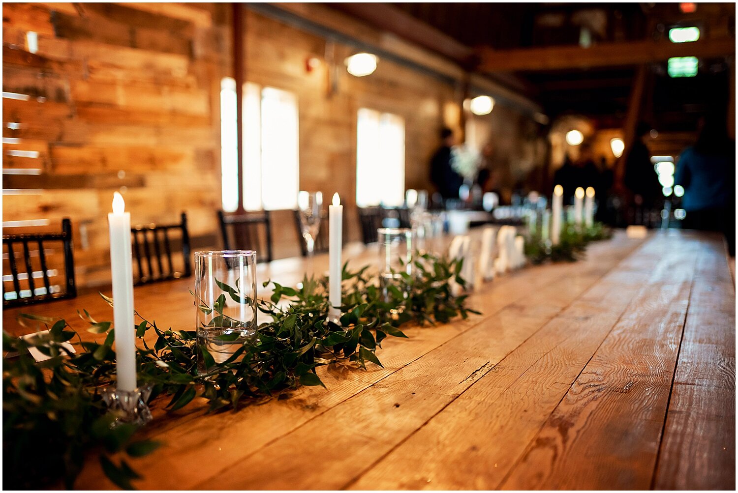  greenery and candle decor for bridal party table 