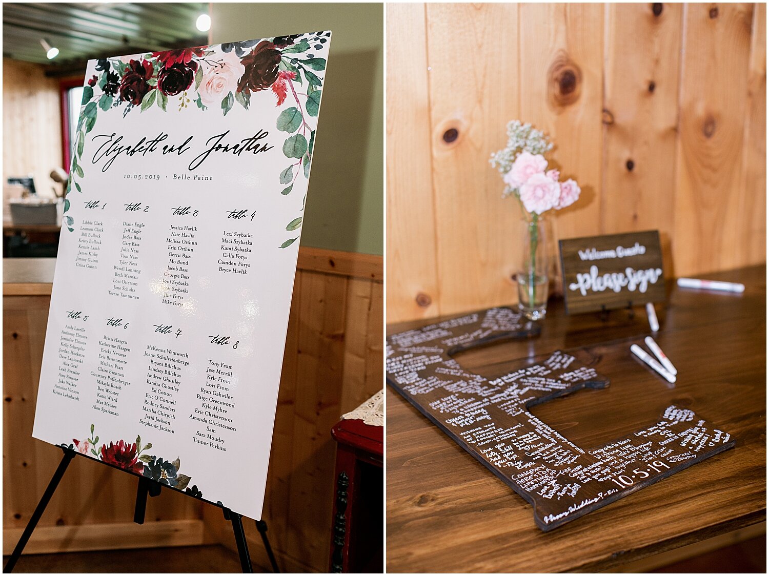  wedding seating chart and guestbook  