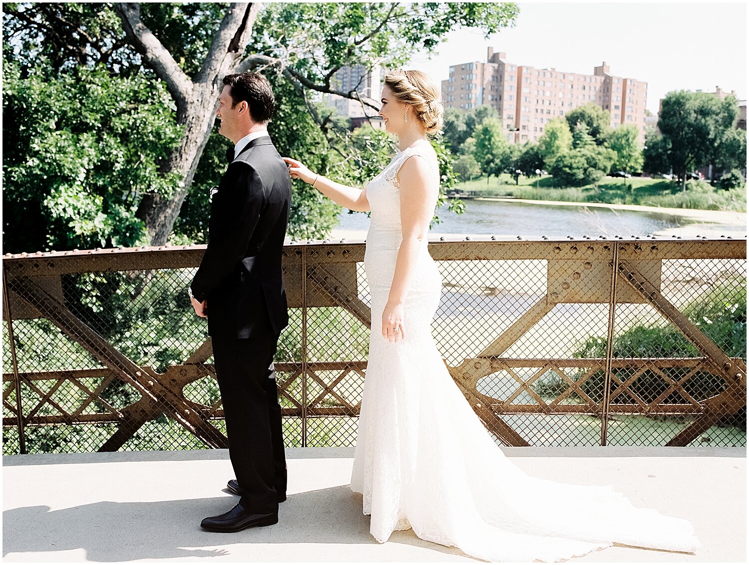  bride and groom’s first look in Minneapolis  
