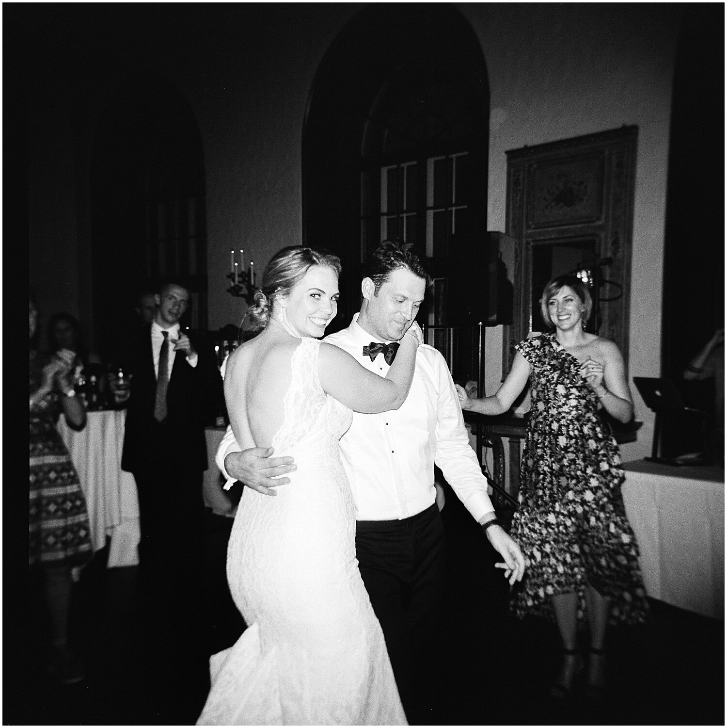  bride and groom dancing  