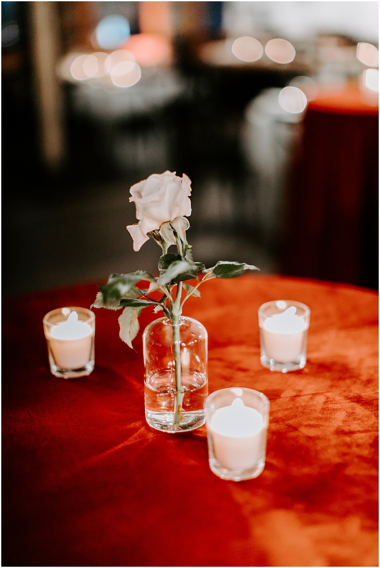  simple rose centerpiece and candles 