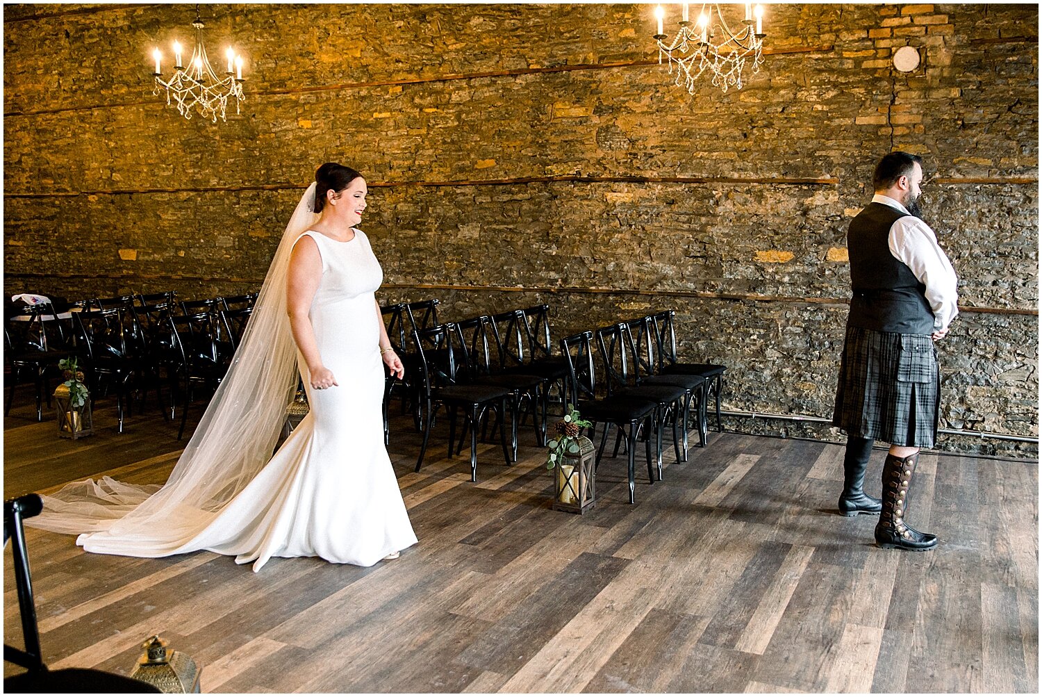  first look with the bride and groom 