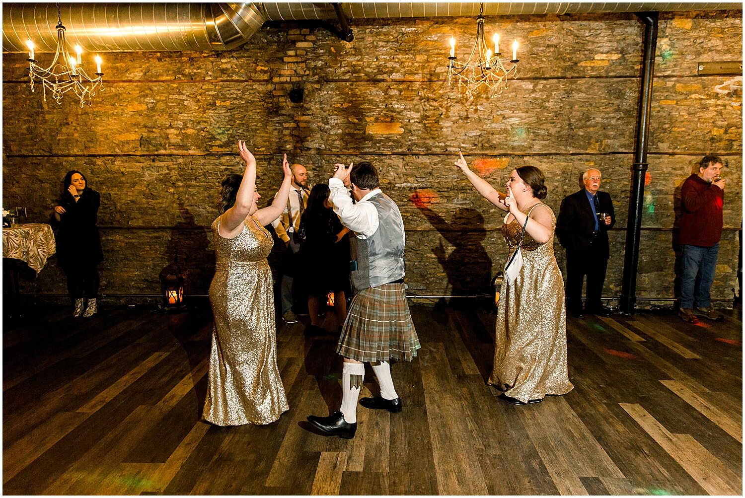  wedding guests dancing  